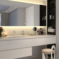 Ensemble coiffeuse et armoire intégrée sur mesure pour toute la maison, table de maquillage moderne et minimaliste avec miroir rétroéclairé par LED