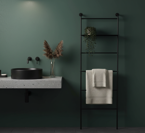 Toallero Metálico Negro Contemporáneo con Estante de Almacenamiento para Baño, para Toallas, Artículos de Aseo y Decoración - Product Image 6