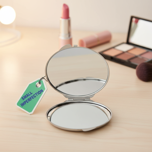 Compact 2x Magnification Folding Pocket <b>Mirror</b> 1x Side Double Sided Heart Pattern <b>Foldable</b> Cosmetic <b>Mirror</b> Box DEFECTIVE ELLIPSE - Product Image 3