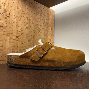 Zuecos de Suela Gruesa Htf, Planos, Cálidos, Antideslizantes, de Gamuza y Corcho, Suaves, Transpirables, Ligeros, con Punta Cerrada y Hebilla, para <span class=keywords><strong>Mujer</strong></span>, Otoño, <span class=keywords><strong>EVA</strong></span> - Product Image 1