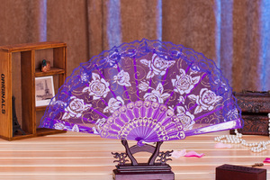 Abanico de Encaje para Mujer, Elegante, de Algodón, Hecho a Mano, de Seda, Abanico Plegable para Boda - Product Image 2