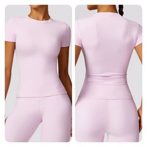 T-shirts pour femmes, toutes les couleurs disponibles, manches trois quarts, asymétriques, sans coutures, imperméables, séchage rapide, sur mesure - Product Image 5