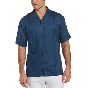 Camisas Casuales para Hombre de Fábrica OEM, <span class=keywords><strong>Estilo</strong></span> Cubano Mexicano, Manga Corta, Lino Transpirable, <span class=keywords><strong>Guayabera</strong></span> - Product Image 2