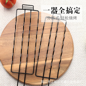 BBQ grill, BBQ basket, sausage <b>clips</b>, wooden handle, BBQ mesh <b>clips</b>, outdoor BBQ rack, non-stick BBQ basket, electrophoretic - Product Image 4