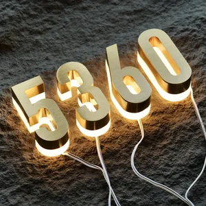 Numeri Civici Luminosi Personalizzabili per Esterni, Insegna con Lettere Illuminate in Acciaio Inox, Numero 3D con Illuminazione LED - Product Image 2