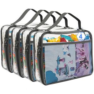 Sac de rangement pour jouets transparent à fermeture éclair en PVC multifonctionnel, ensemble de sacs de rangement imperméables pour blocs pour enfants - Product Image 1
