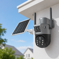 Caméra solaire V380 Pro à double objectif, caméra de sécurité extérieure PTZ solaire 4G, étanche, vision nocturne, réponse rapide