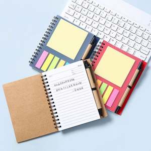 Wholesale A6 Kraft Cover Spiral Notebook with <b>Sticky</b> <b>Notes</b> Custom Logo Kraft Notepad with Pen for Sale - Product Image 4
