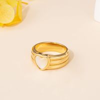 Bague Cœur Personnalisée en Acier Inoxydable Plaqué Or 18K, Anti-ternissement, Massif, avec Coquillage et Micro-Pavé de Pierres Synthétiques, Bijou Tendance pour Femme