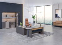 Table de direction moderne de qualité supérieure en métal mat gris foncé avec bureau modulaire en MDF de luxe pour CBD