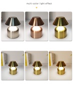 Lampe de bureau LED en laiton à batterie rechargeable champignon doré Lampe de table sans fil tactile à gradation