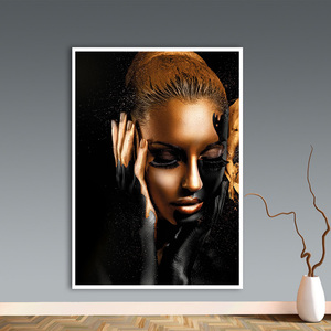 Peinture à l'huile sur toile <span class=keywords><strong>Femme</strong></span> africaine <span class=keywords><strong>Nue</strong></span> Or Noir Art Africain Affiches et Impressions Cuadros Tableau Mural Scandinave pour Salon - Product Image 3