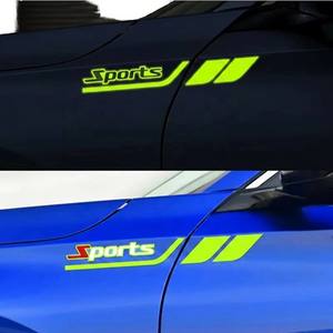 1 Paio di Adesivi Laterali Giallo Neon XGS per <span class=keywords><strong>Auto</strong></span> Sportive, Strisce da Corsa in PET, Impermeabili, Decorazione per Parafango e Porta, Styling <span class=keywords><strong>Auto</strong></span> 1 - Product Image 3