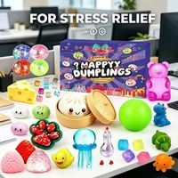 Mini jouets anti-stress mignons en forme de chignon à presser, boîte surprise à compte à rebours de 24 compartiments, cadeau de vacances, jouets sensoriels Fidget