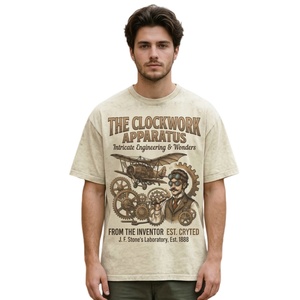 Camiseta gráfica vintage steampunk personalizada para hombre, lisa, de algodón 100% grueso, precio bajo, para deportes al aire libre, estilo casual, talla grande. - Product Image 1