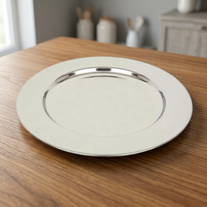 Premium Durable Non-Magnetic Stainless Steel Classic On-Glazed Charger Plate Dining <b>Table</b> Decoration Party <b>Buffet</b> Service Export - Product Image 3