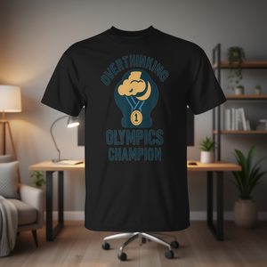 Overthinking Olympics Champion T-Shirt Noir Adulte Unisexe - Product Image 3