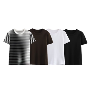 Camiseta de Verano de Manga Corta con Cuello Redondo y Logotipo Personalizado para Mujer, Nueva Camiseta de Algodón, Estilo Urbano, para Mujer - Product Image 1