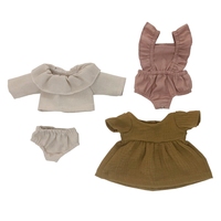 Vente en gros de vêtements de poupée 13 pouces en coton de lin à manches longues de couleur personnalisée ensemble pour accessoires de poupée
