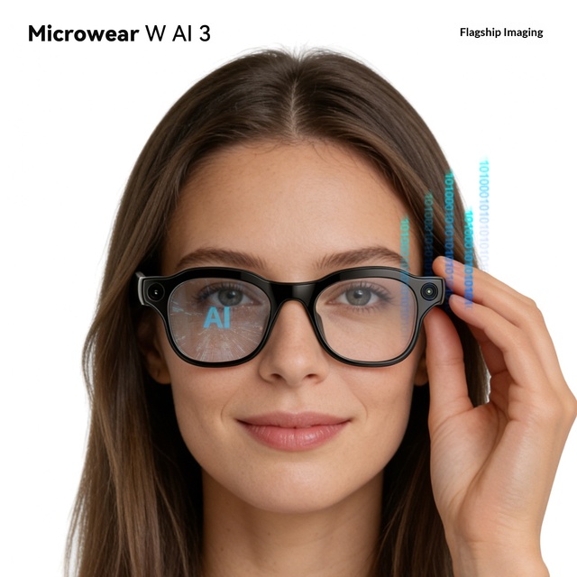 WAI3 8MP Camera 3 Lenses Magnetic Charging AI Smart Glasses Photo/Video Recording for Calling Real-time Translation EIS