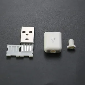 DIY USB 2.0公接口a型插头连接器盖板电源焊接组合带外壳焊接直插式贴片