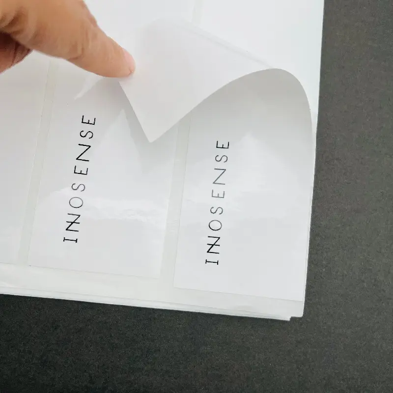 Stampa personalizzata Logo del marchio bianco foglio adesivo rettangolo adesivo per imballaggio etichetta adesiva impermeabile alla moda OEM stampato
