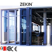 Porte d'entrée pliante insonorisée en aluminium à isolation thermique personnalisée et résistante aux ouragans Double porte pliante Portes pliantes à vendre
