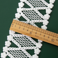 Dentelle brodée de 8 cm de largeur, 1 pièce, broderie de haute qualité, blanc, Guipure, Soluble dans l'eau, lait, coton Polyester, garniture