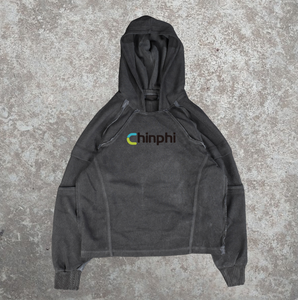 Sudadera Unisex de Poliéster/Algodón de 450 Gsm con Cierre, Talla 6XL, Logotipo Personalizado Estampado, Hombros Caídos, Estilo Vintage, Bordada - Product Image 3