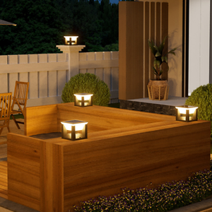 <span class=keywords><strong>Lampe</strong></span> de poteau LED solaire moderne en aluminium pour extérieur, décorative, avec abat-jour en PC, indice de protection IP44, pour clôture de jardin - Product Image 5