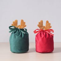 Sacs à bonbons en velours rouge avec cordon de serrage pour Noël, pour emballer des cadeaux pour les fêtes de Noël