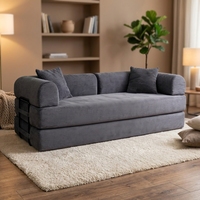 Canapé d'angle moderne trois places convertible avec matelas en mousse, forme fixe, pieds en bois pour hôtel, villa, salon