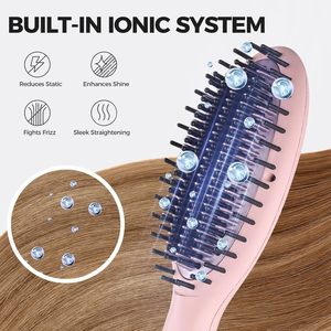 Cepillo Alisador de Cabello Iónico Multifunción Rozamor, Cerámico, 6 Ajustes de Temperatura, Apagado Automático de Seguridad, Doble Voltaje, Rosa - Product Image 3