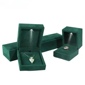 Factory In Stock Fashion Velvet Jewelry Box Led Light Ring Jewelry Packaging Box