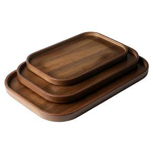レストランバー用食品グレードヴィンテージ天然クルミ木製バートレイポータブル装飾木製サービングトレイ - Product Image 4