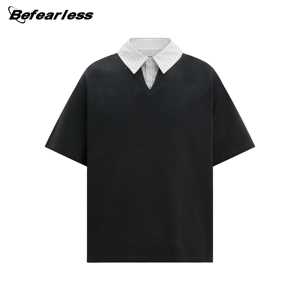 Camiseta de Diseño Casual de Alta Calidad con Sorona, Venta al por Mayor, Cuello de Camisa con Parches Personalizados, Tops de Verano Cleanfit en Stock - Product Image 3