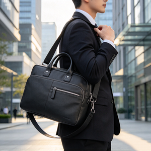 Porte-documents professionnel en simili cuir pour ordinateur portable, sac à main multi-poches, bandoulière amovible pour le bureau et les voyages - Product Image 6