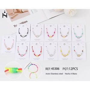 Bracciale in Acciaio Inossidabile con Perle e Cristalli PULSERA Set di Gioielli alla Moda con Perline 12 Pezzi Charm Colorati Fatti a Mano per Donne - Product Image 1