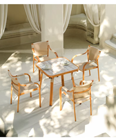 Outdoor Rattan-Gartenmöbel-Set im Chinesischen Stil Multifunktionale Esstische und Stühle für Innenhof, Terrasse und Balkon