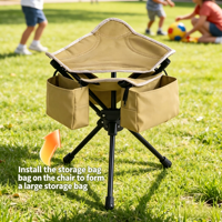 Tabouret pliant triangulaire en acier portable pour le camping en plein air, le cyclisme et la pêche - Design léger et rotatif, tabouret pliable