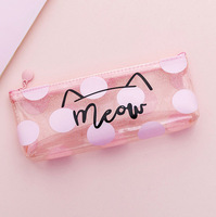 Trousse à crayons multifonction mignonne pour étudiants, kawaii, anime, dessin animé, grande capacité, pour enfants, boîte à crayons, sac à crayons transparent rose chat