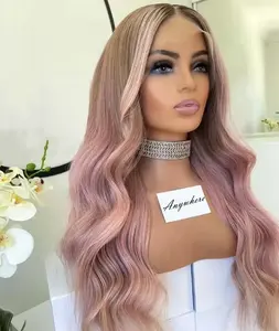 Perruque Lace Front Wig 13*4 en cheveux humains vierges vague italienne de couleur rose de qualité supérieure Allure Romance 12A