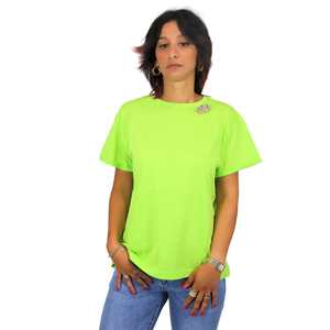T-shirt da donna verde acido a maniche corte, top casual - Product Image 2