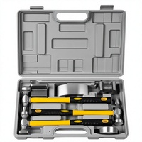 Kit de réparation de carrosserie automobile 7 pièces, ensemble d'outils de débosselage pour carrosserie et ailes, pour la réparation des bosses, le façonnage de panneaux et le travail de tôlerie, 3 marteaux et 4 douilles