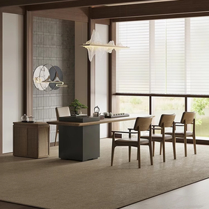 Juego de Mesa de Café y Té Estilo Japonés al por Mayor, para Sala de Estar Familiar, de Madera de Roble y Mármol, Incluye Sillas - Product Image 3