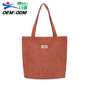 Wholesale Custom <b>Large</b> Size Corduroy Tote <b>Bag</b> with Patch Logo Eco-Friendly Shoulder Handled <b>Bag</b> for Women for Outdoor Promotions - Product Image 1