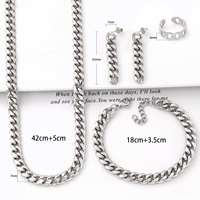 Joyería para Mujer, Acero Inoxidable, Joyas de Alta Calidad, Collar de Cadena con Eslabones para Mujer, Aretes, Juego de Joyería