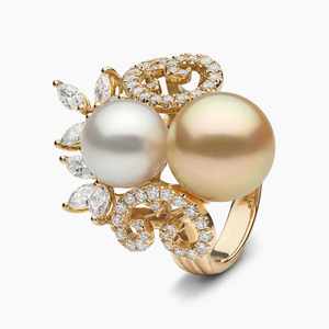 طقم مجوهرات نسائي فاخر بتصميم جديد، قلادة وأقراط وخاتم وسوار ذهبي اللون مرصع باللؤلؤ والزركون - مناسب للعرائس وحفلات الزفاف - Product Image 4