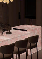 Plateau de table en marbre rose naturel, grande dalle de quartz rose, carreau de pierre semi-précieuse rétroéclairé