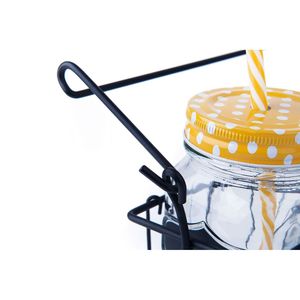 Set Excelsa di 4 tazze Mason Jar con coperchi colorati e cannucce 10x13x7 cm, bicchieri in vetro multicolore - Product Image 3